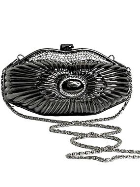 Metallic Chrome Silver Gray Diamond Rhinestone Hard Metal Bag Purse Chain Strap